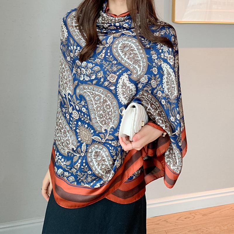 Paisley Print Scarf Classic Silk Shawl Satin Head Wraps
