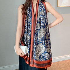 Paisley Print Scarf Classic Silk Shawl Satin Head Wraps