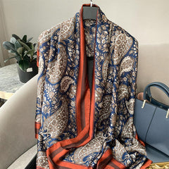 Paisley Print Scarf Classic Silk Shawl Satin Head Wraps