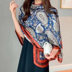 Paisley Print Scarf Classic Silk Shawl Satin Head Wraps