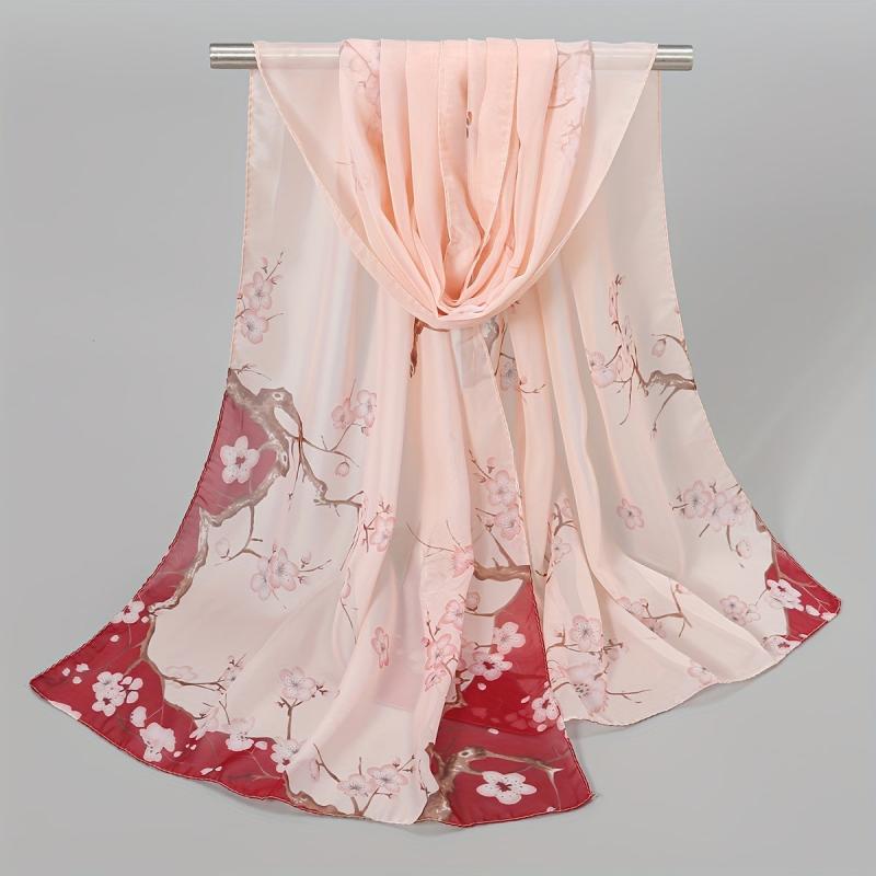 Floral Chiffon Scarf Boho Shawl Casual Travel Beach Towel