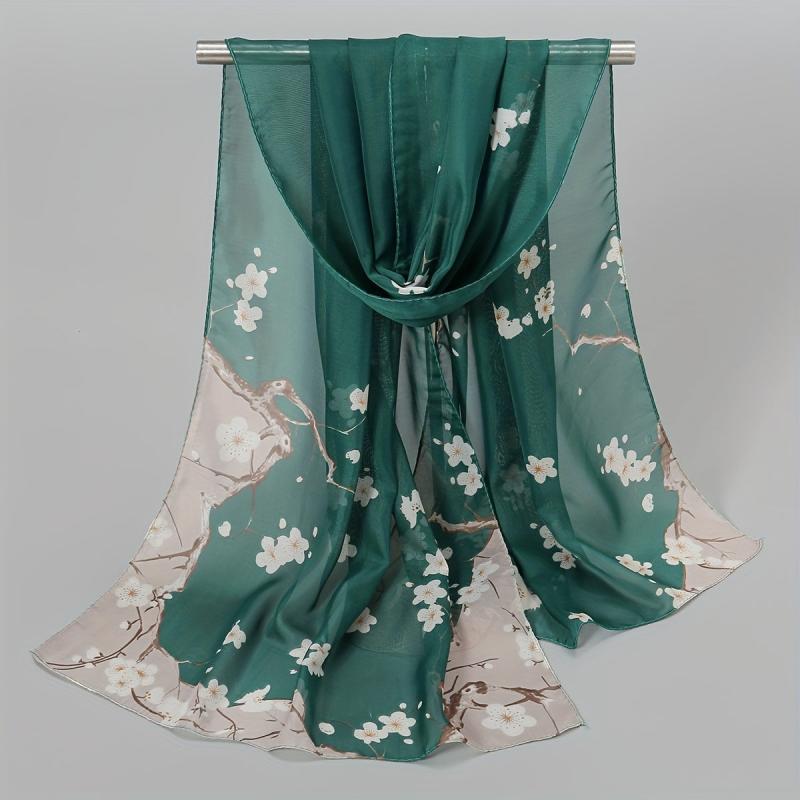 Floral Chiffon Scarf Boho Shawl Casual Travel Beach Towel