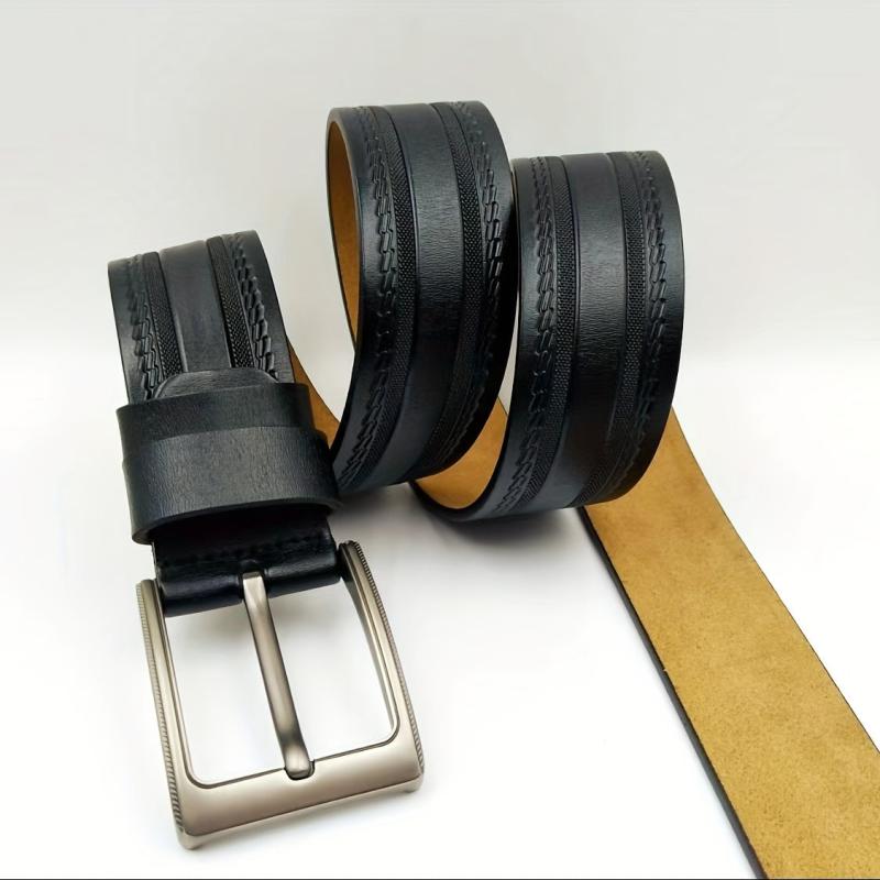 Men's Leather Belt Pin Buckle Casual Belt Durable Pants Belt