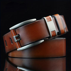 Men's Pin Buckle Leather Belt Waist Strap for Jeans Pants