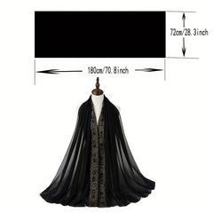 Beaded Lace Chiffon Scarf Hijab Solid Shawl Classic Head Wrap