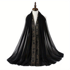 Beaded Lace Chiffon Scarf Hijab Solid Shawl Classic Head Wrap