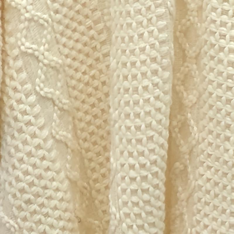 Beige Knitted Shawl Tassel Wraps Classic Warm Cape Plaid Cardigan