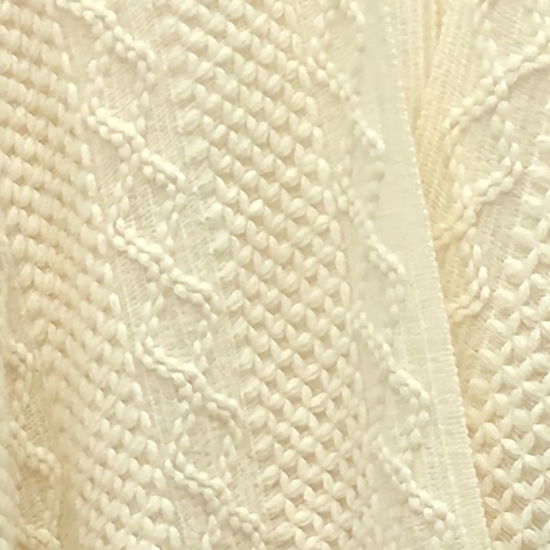 Beige Knitted Shawl Tassel Wraps Classic Warm Cape Plaid Cardigan