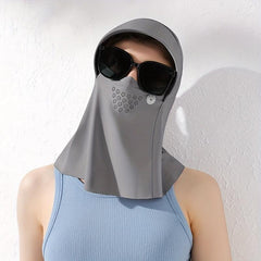 Sun Proof Hoodie Face Covering With Brim Mesh Ice Mask Neck Gaiter