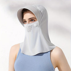 Sun Proof Hoodie Face Covering With Brim Mesh Ice Mask Neck Gaiter