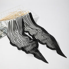 Stripe Print Rhombus Scarf Silk Shawl Women Head Wrap Satin Bandana