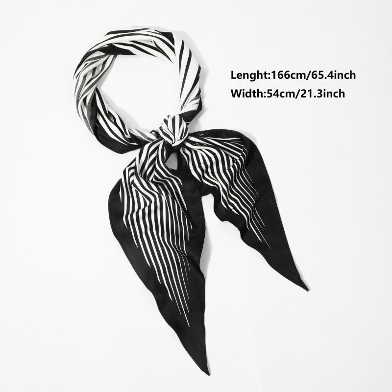 Stripe Print Rhombus Scarf Silk Shawl Women Head Wrap Satin Bandana