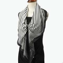 Stripe Print Rhombus Scarf Silk Shawl Women Head Wrap Satin Bandana