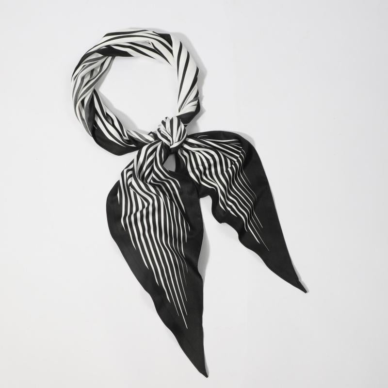 Stripe Print Rhombus Scarf Silk Shawl Women Head Wrap Satin Bandana