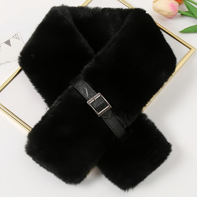 Winter Faux Rabbit Fur Scarf Plush Warm Neck Scarf Women
