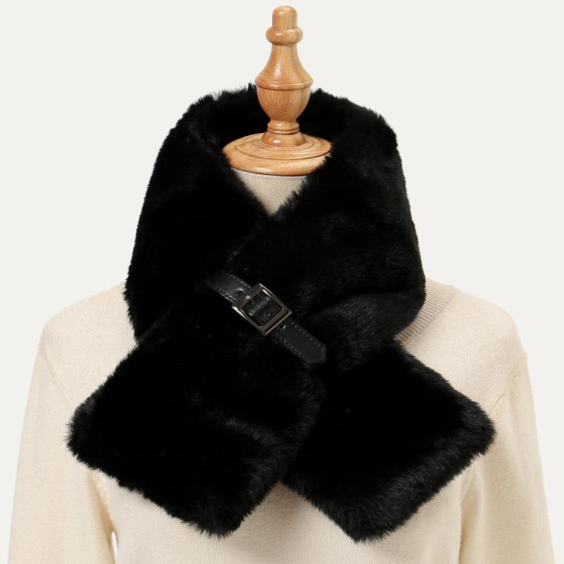 Winter Faux Rabbit Fur Scarf Plush Warm Neck Scarf Women