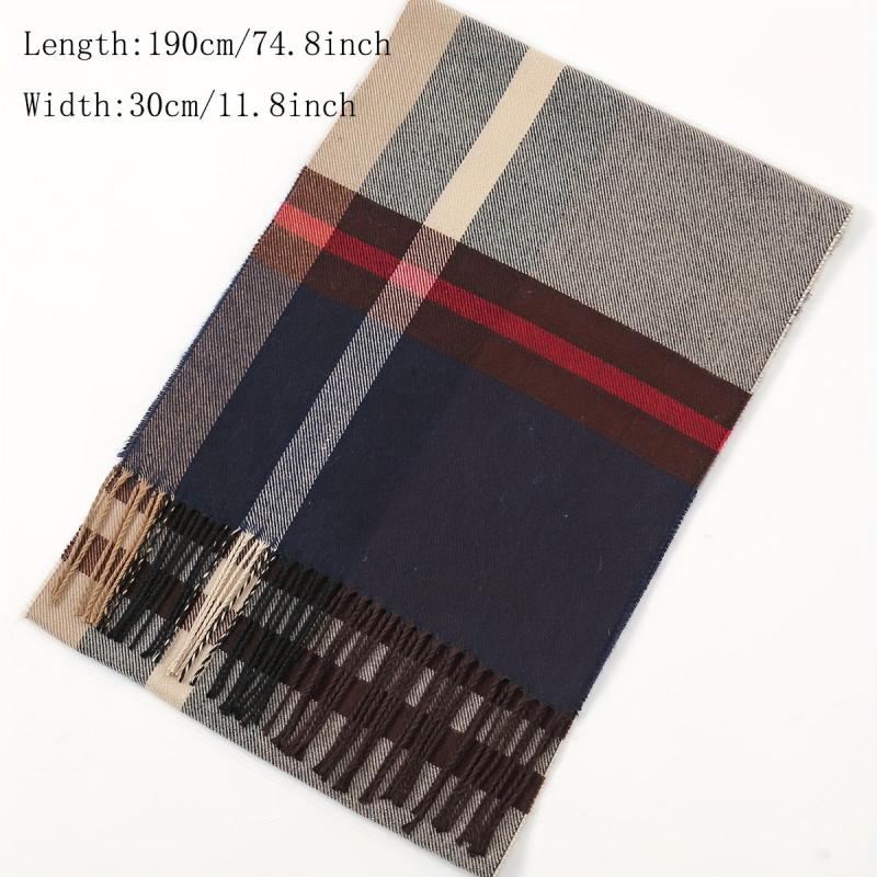 Geometric Plaid Scarf Unisex Warm Sunscreen Scarf Windproof Fringed Shawl
