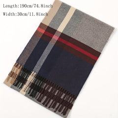 Geometric Plaid Scarf Unisex Warm Sunscreen Scarf Windproof Fringed Shawl