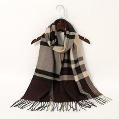 Geometric Plaid Scarf Unisex Warm Sunscreen Scarf Windproof Fringed Shawl