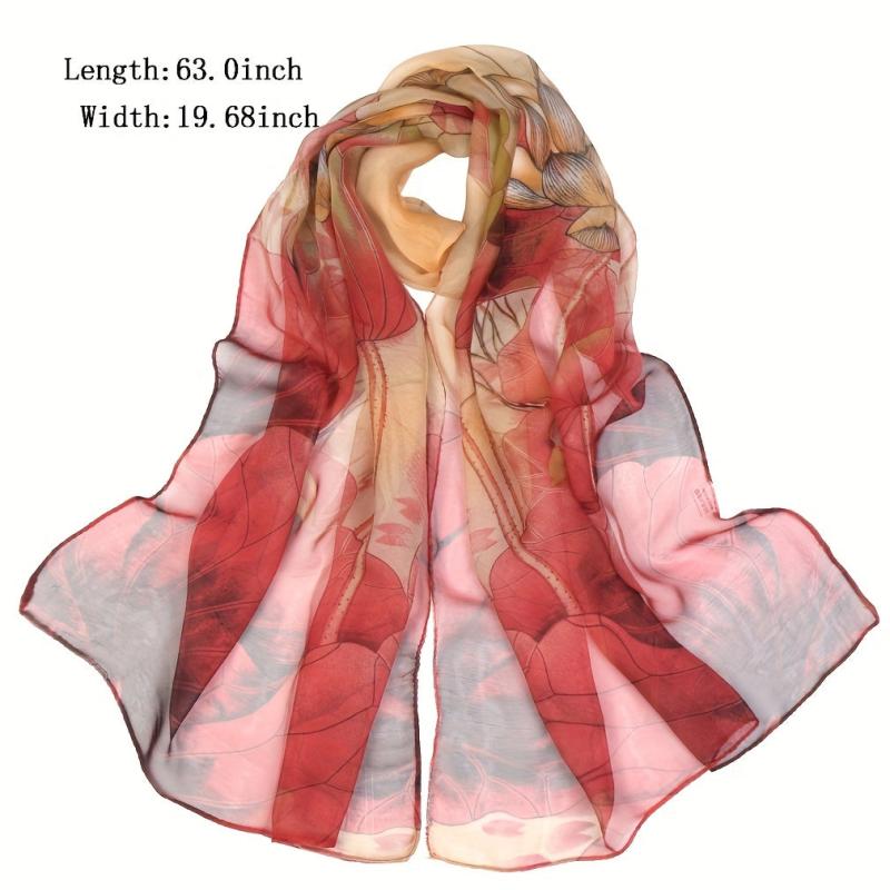 Classic Flower Print Scarf Thin Breathable Shawl Gauze Scarves