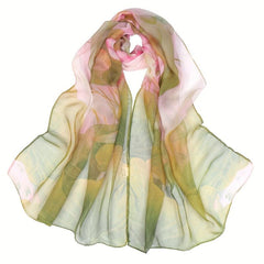 Classic Flower Print Scarf Thin Breathable Shawl Gauze Scarves
