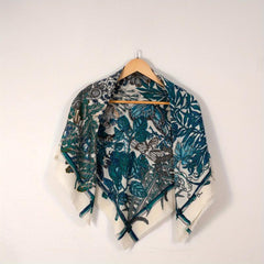 Vintage Floral Print Square Scarf Tassel Shawl Casual Windproof Head Wrap
