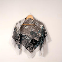 Vintage Floral Print Square Scarf Tassel Shawl Casual Windproof Head Wrap