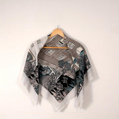 Vintage Floral Print Square Scarf Tassel Shawl Casual Windproof Head Wrap