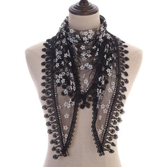 Floral Print Bridal Triangle Scarf Cathedral Head Wrap Lace Shawl Latin Scarf