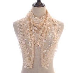 Floral Print Bridal Triangle Scarf Cathedral Head Wrap Lace Shawl Latin Scarf