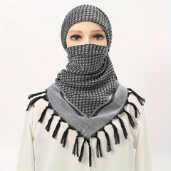 Tactical Desert Scarf Arab Scarf Wrap Head Neck Sunscreen Wrap Tassel