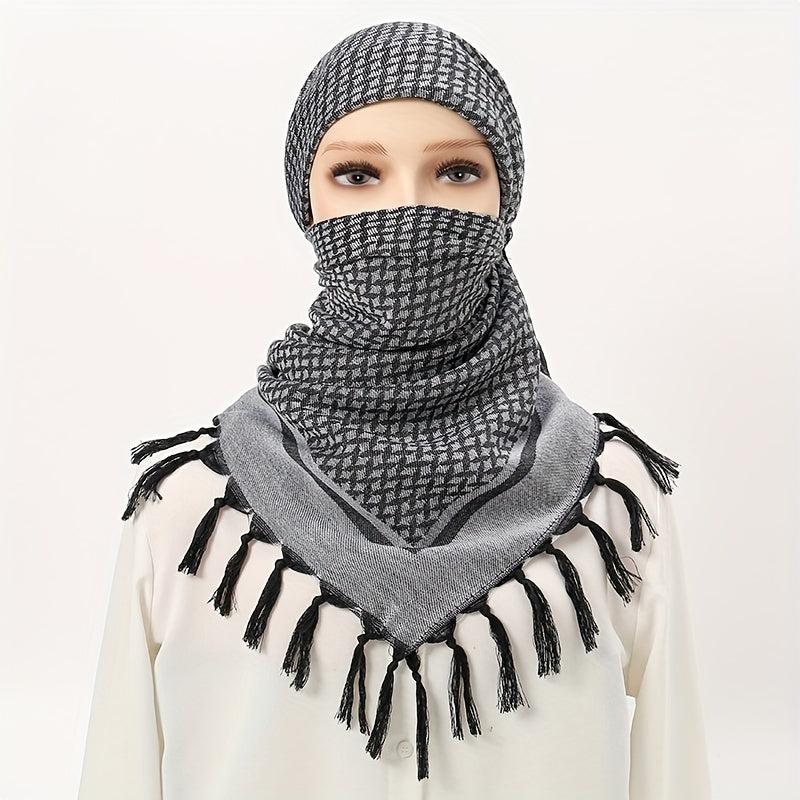 Tactical Desert Scarf Arab Scarf Wrap Head Neck Sunscreen Wrap Tassel