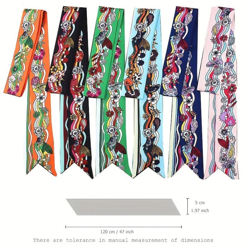 Twill Satin Scarf Female Long Ribbon Necktie French Flower Wave Hairband
