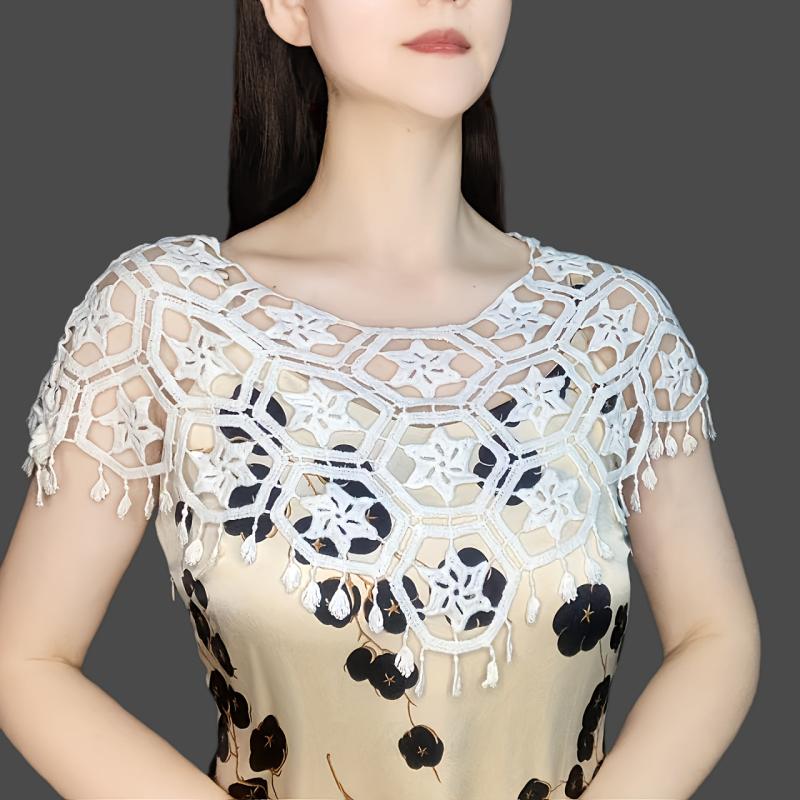 Vintage Hollow Out Tassel Shawl & Breathable Wrap