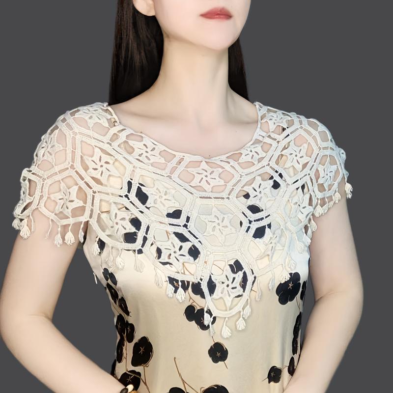 Vintage Hollow Out Tassel Shawl & Breathable Wrap