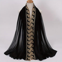 Flower Embroidery Chiffon Scarf Lace Hijab Thin Breathable Shawl Women Headscarf