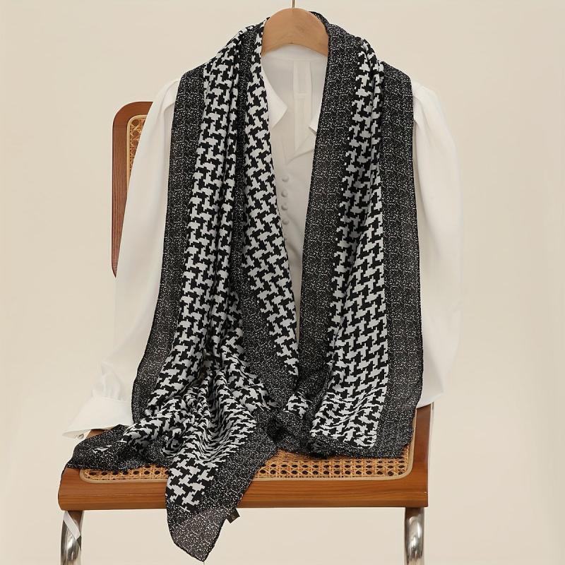 Houndstooth Scarf Shawl Wrap Head Wrap Gift For Mother