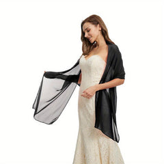 Rhinestone Decor Chiffon Shawl Solid Scarf Thin Breathable Shawl