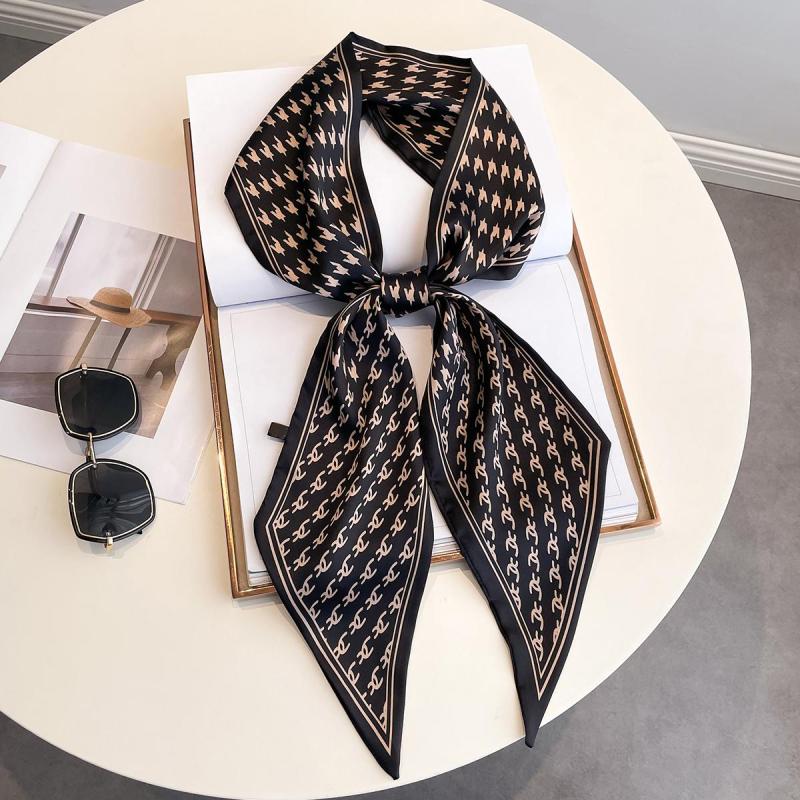 Silk Twilly Scarf Satin Neckerchief Women's Hair Ribbon Bag Wrap