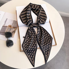 Silk Twilly Scarf Satin Neckerchief Women's Hair Ribbon Bag Wrap