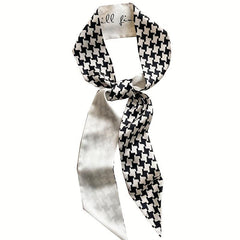 Geometric Print Skinny Scarf Silk Block Ribbon Necktie Neckerchief