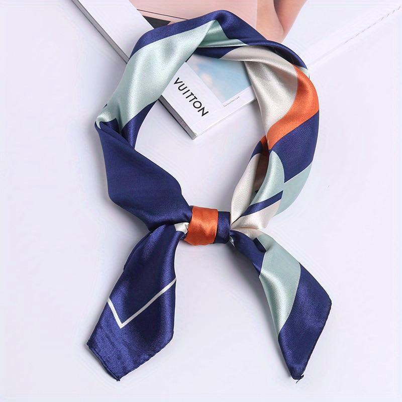 Block Print Square Scarf Satin Neckerchief Bandana Women Head Wrap