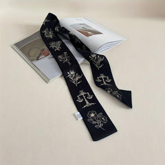 Vintage Floral Ribbon Skinny Scarf Neckerchief Hair Ribbon
