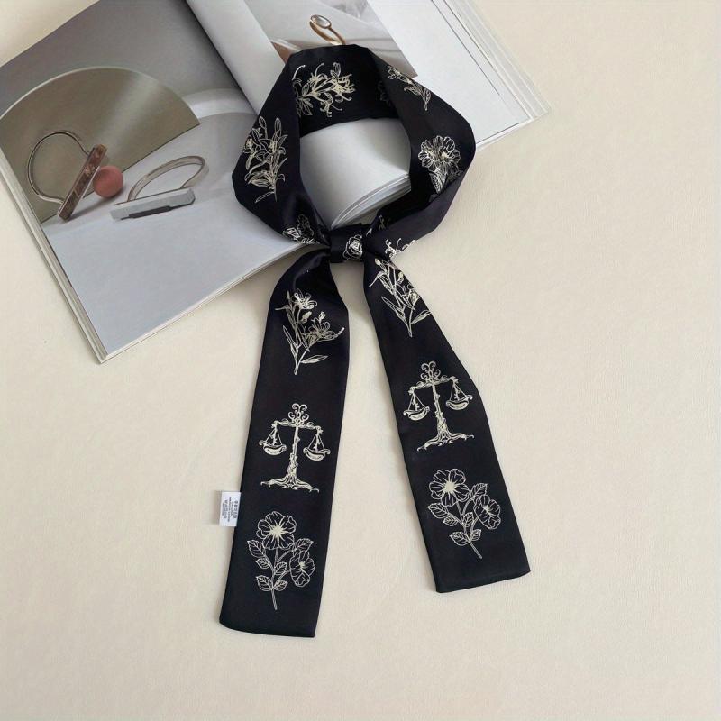 Vintage Floral Ribbon Skinny Scarf Neckerchief Hair Ribbon