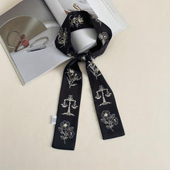 Vintage Floral Ribbon Skinny Scarf Neckerchief Hair Ribbon