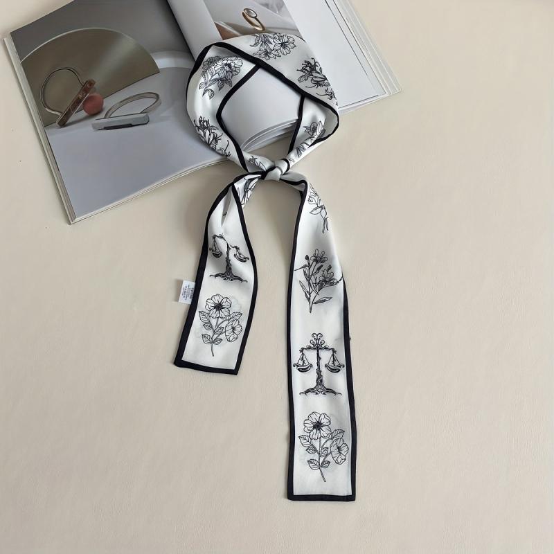 Vintage Floral Ribbon Skinny Scarf Neckerchief Hair Ribbon