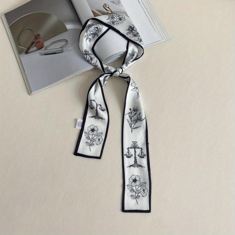 Vintage Floral Ribbon Skinny Scarf Neckerchief Hair Ribbon
