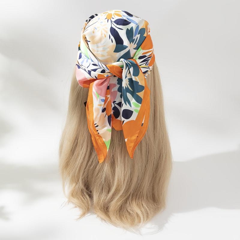 Colorful Floral Scarf Handkerchief Silk Scarf Headband