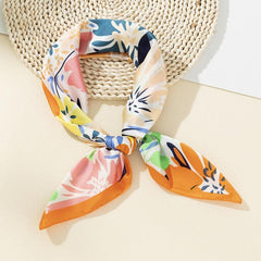 Colorful Floral Scarf Handkerchief Silk Scarf Headband