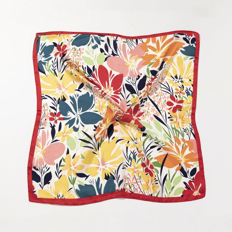 Colorful Floral Scarf Handkerchief Silk Scarf Headband
